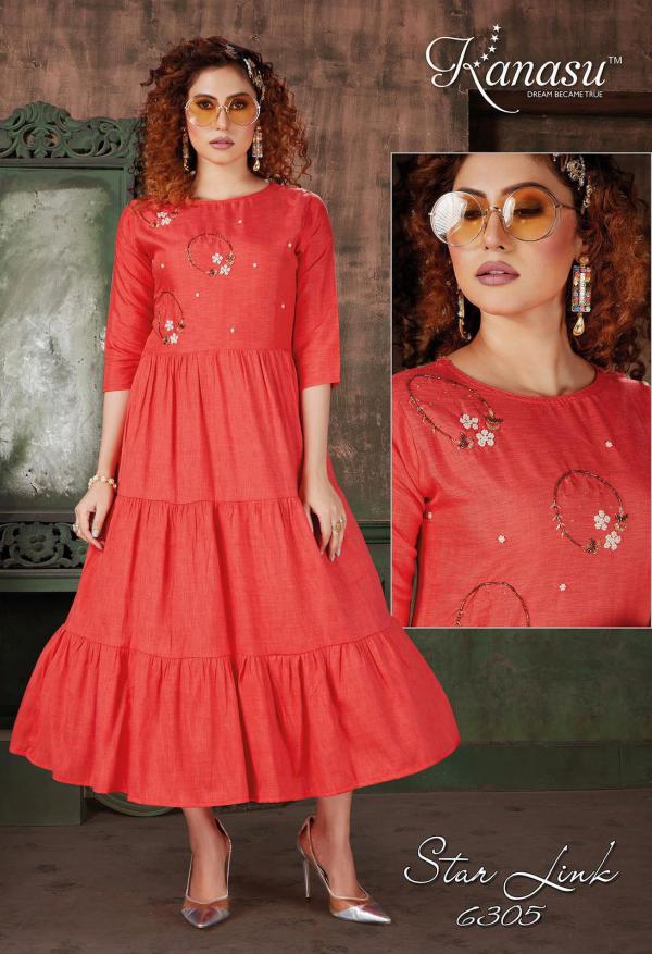 Kanasu Starlink Designer Rayon Long Kurti